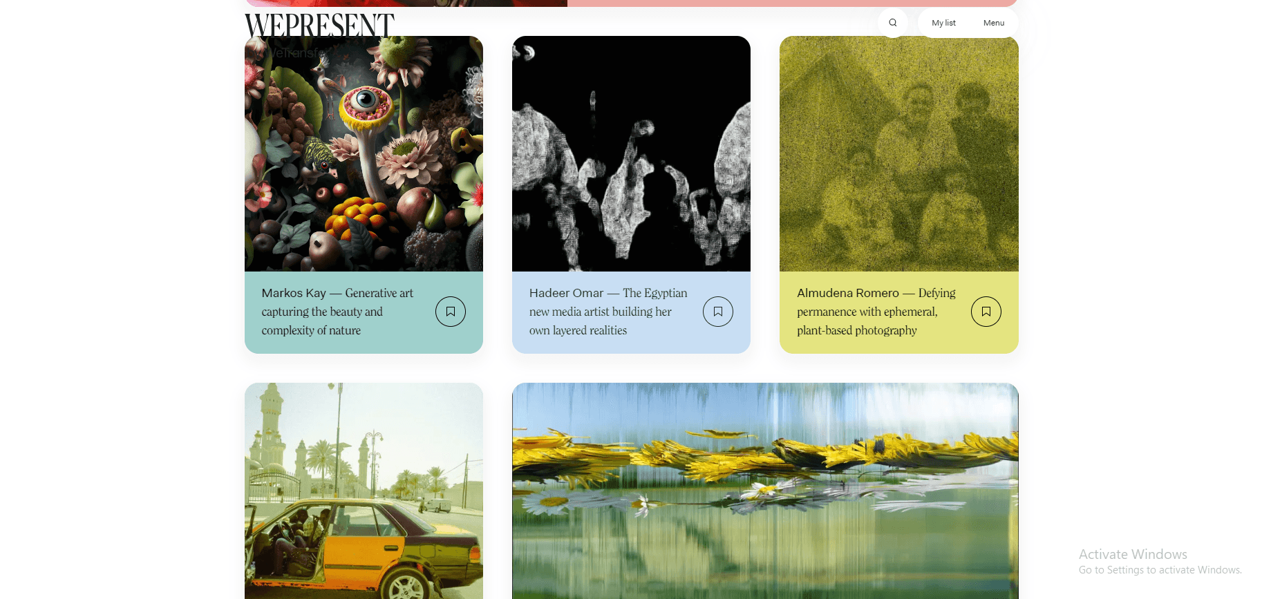 gallery website layout design